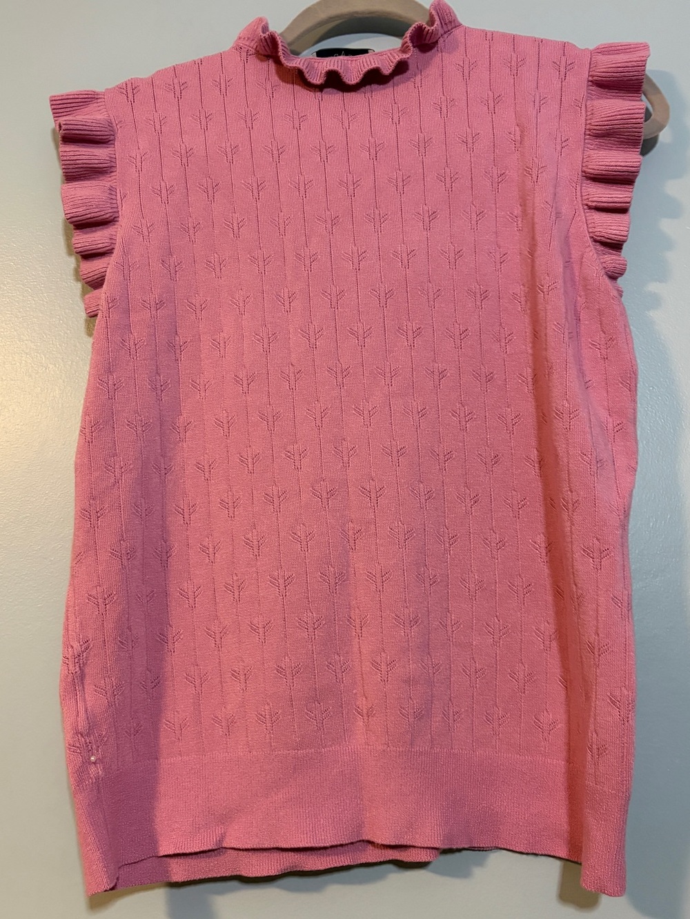 Pearl Pink Ruffle Mock Neck Tank